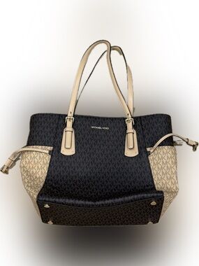Michael Kors Signature Jet Set Tote Brown Vanilla MK Monogram Bag